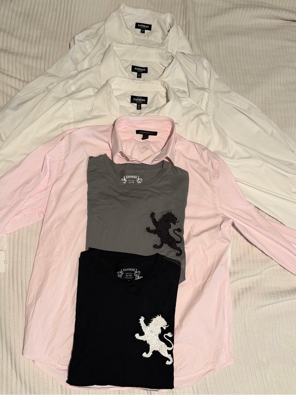 Lot of 6 Express Men XL Performance Button Dress Shirts Long Short Sleeve